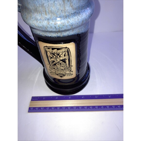 Renaissance Festival Beer Tankard 2001 Limited Edition Banner Oak Pottery Blue - Picture 6 of 6